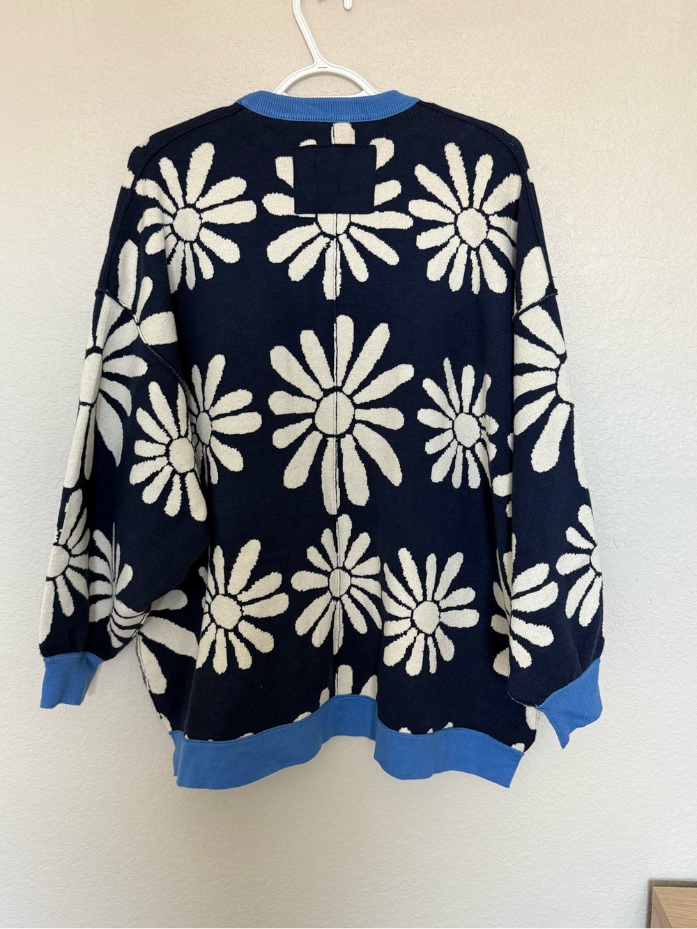 We The Free Navy Cardigan with White Daisy Pattern and Blue Trim - Picture 3 of 3